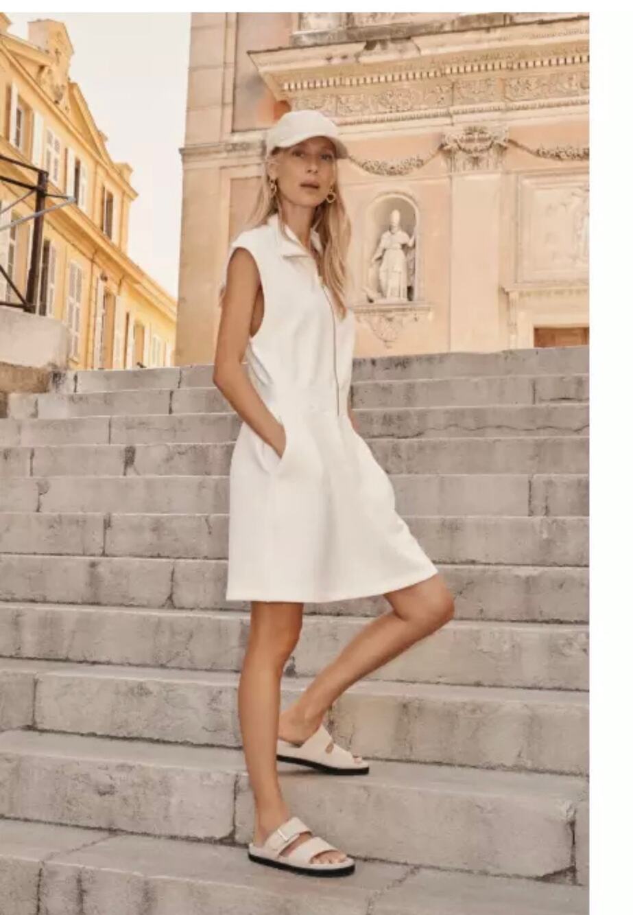 Varley Rosannah Zip Front Minidress In Egret. Size large (NWOT)